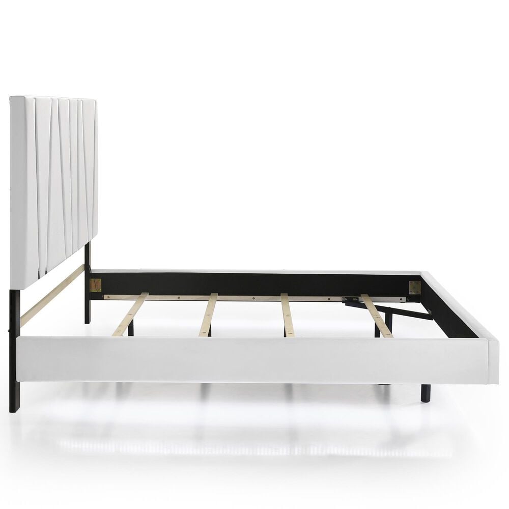 New Heritage Europa 4 Piece Wood King Panel Bedroom Set with Nightstand in White, , large