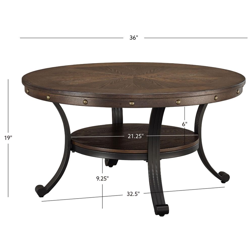 Linon Home Decor Franklin Cocktail Table in Umber Brown and Black, , large