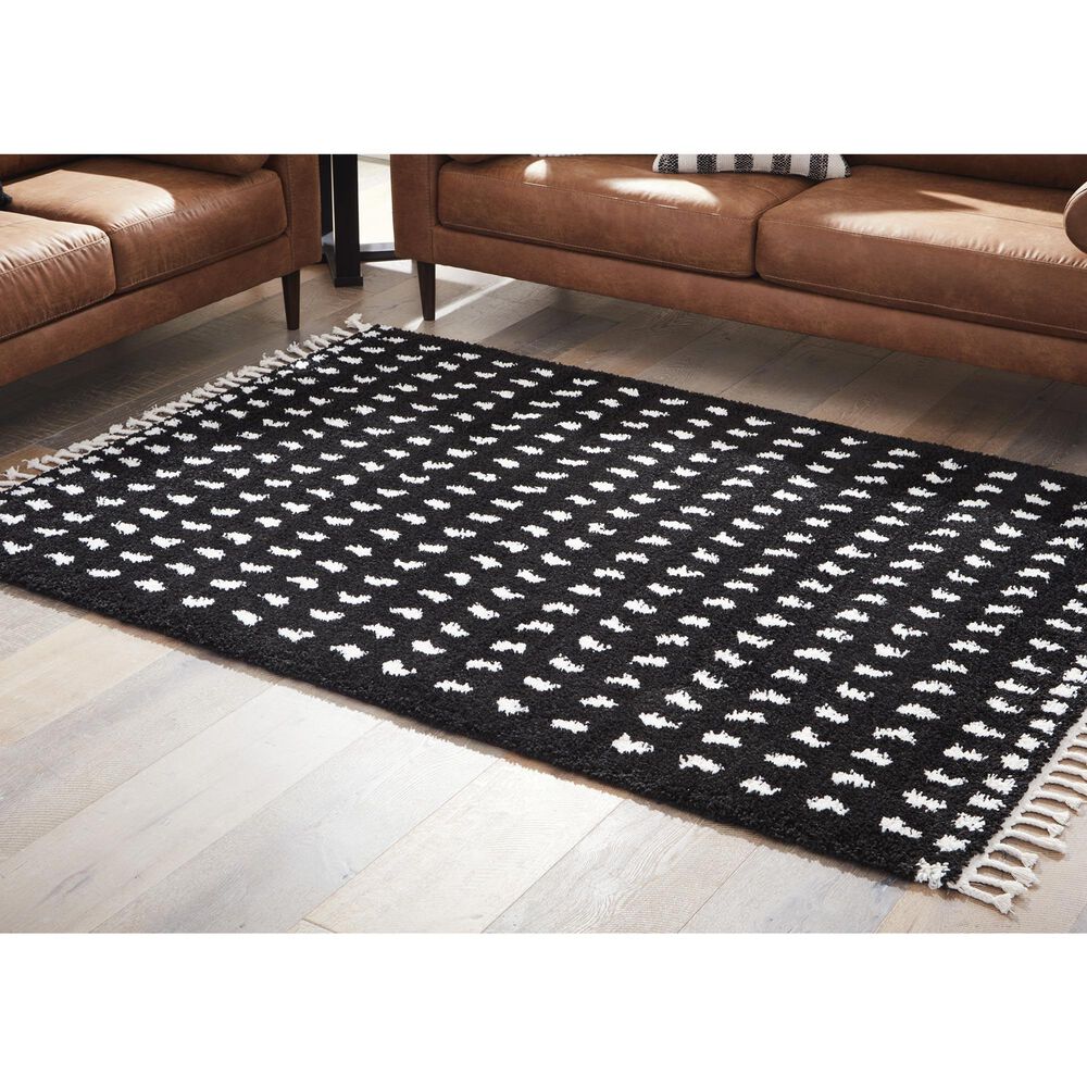 Ashley Minston 5&#39; x 7&#39; Black and White Area Rug, , large