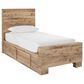 Ashley Hyanna Twin Panel Bed with 1 Side Storage in Tan Brown, , large
