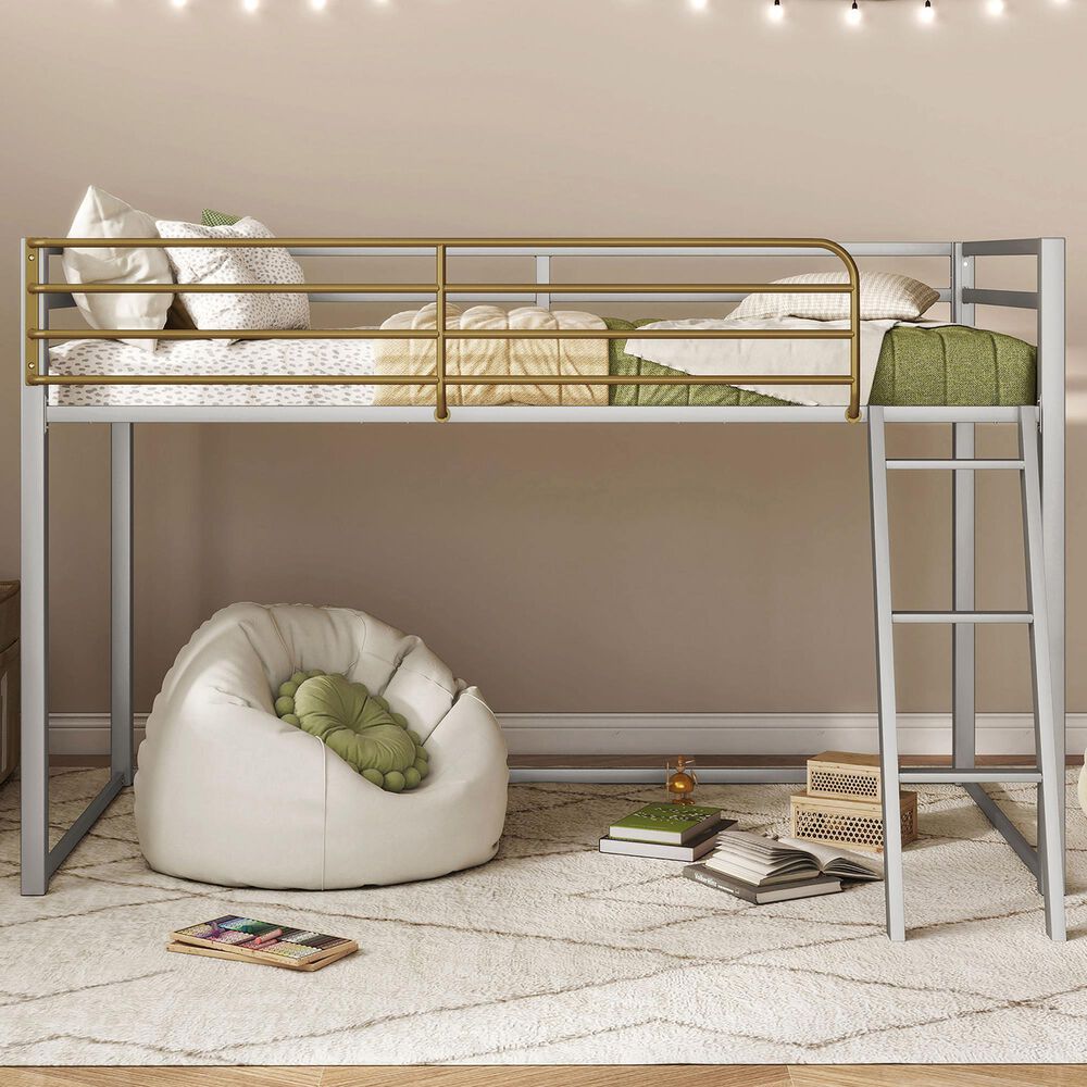 Furniture of America Haven Twin Loft Bed in Gray and Gold, , large