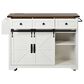HOMLUX 54" Kitchen Island with Sliding Barn Door in White, , large