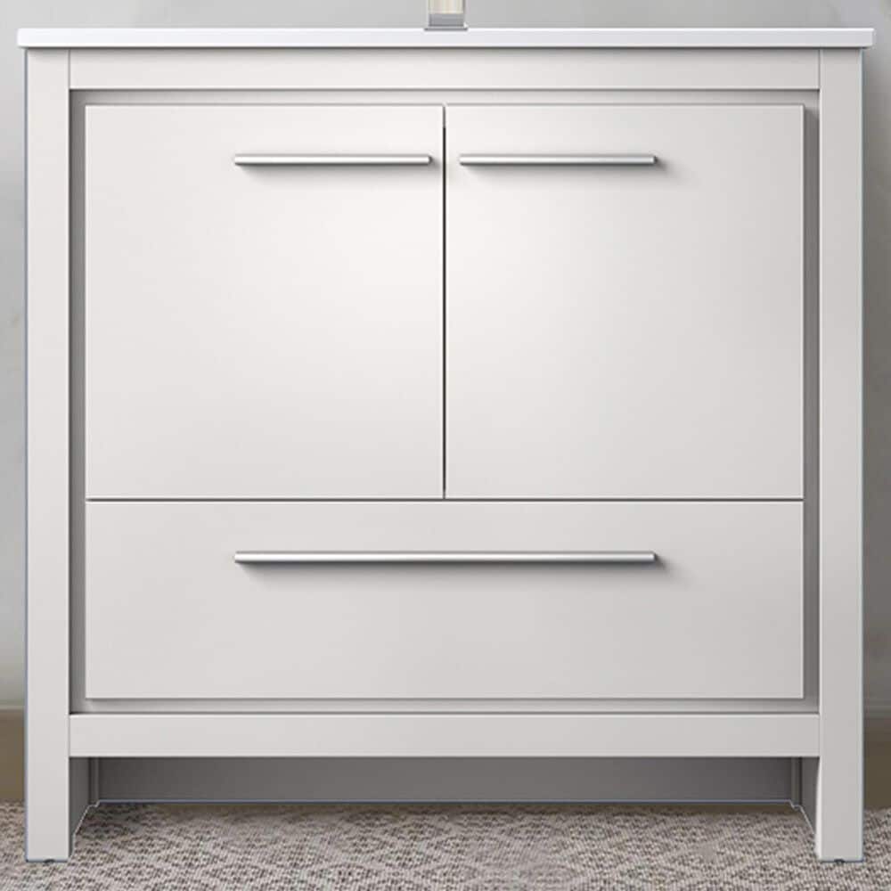 Lexora Home Lafarre 36&quot; Single Bathroom Vanity in White with 2 cm White Cultured Marble Top and Rectangular Sink, , large