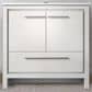 Lexora Home Lafarre 36" Single Bathroom Vanity in White with 2 cm White Cultured Marble Top and Rectangular Sink, , large