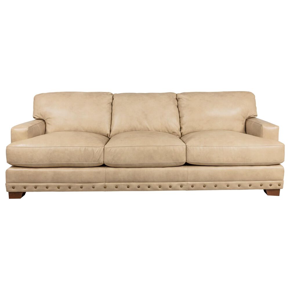 Hickorycraft 100" Stationary Leather Sofa in Tan, , large