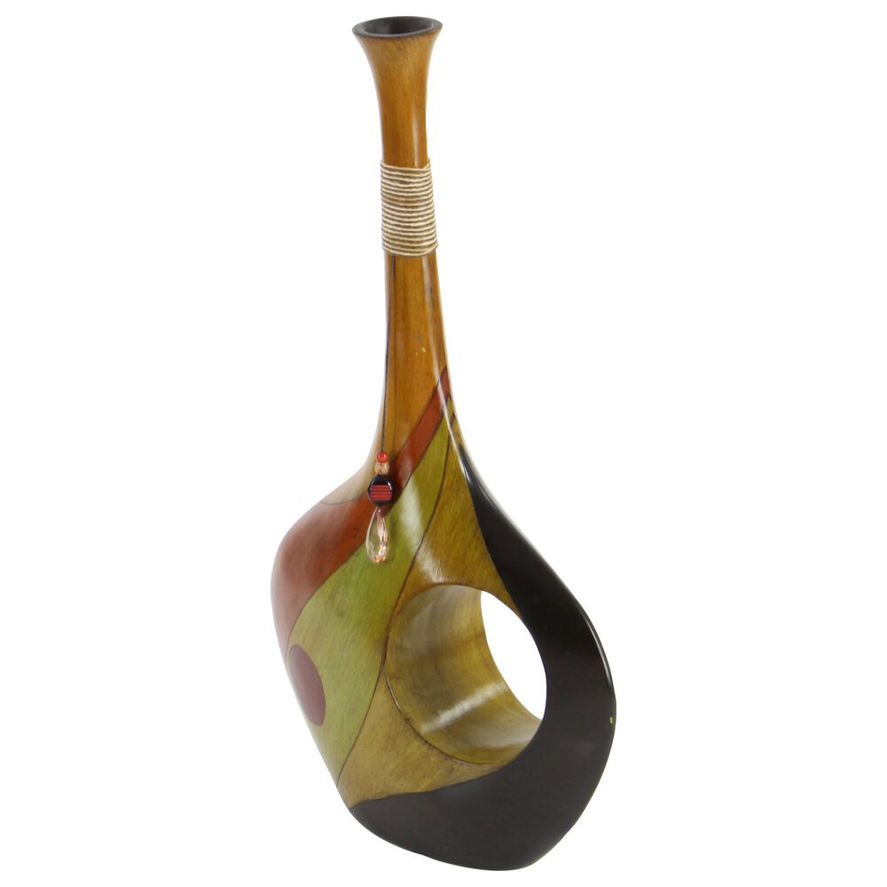 Maple and Jade 25&quot; x 15&quot; Eclectic Abstract Swirl Vase in Multicolor, , large