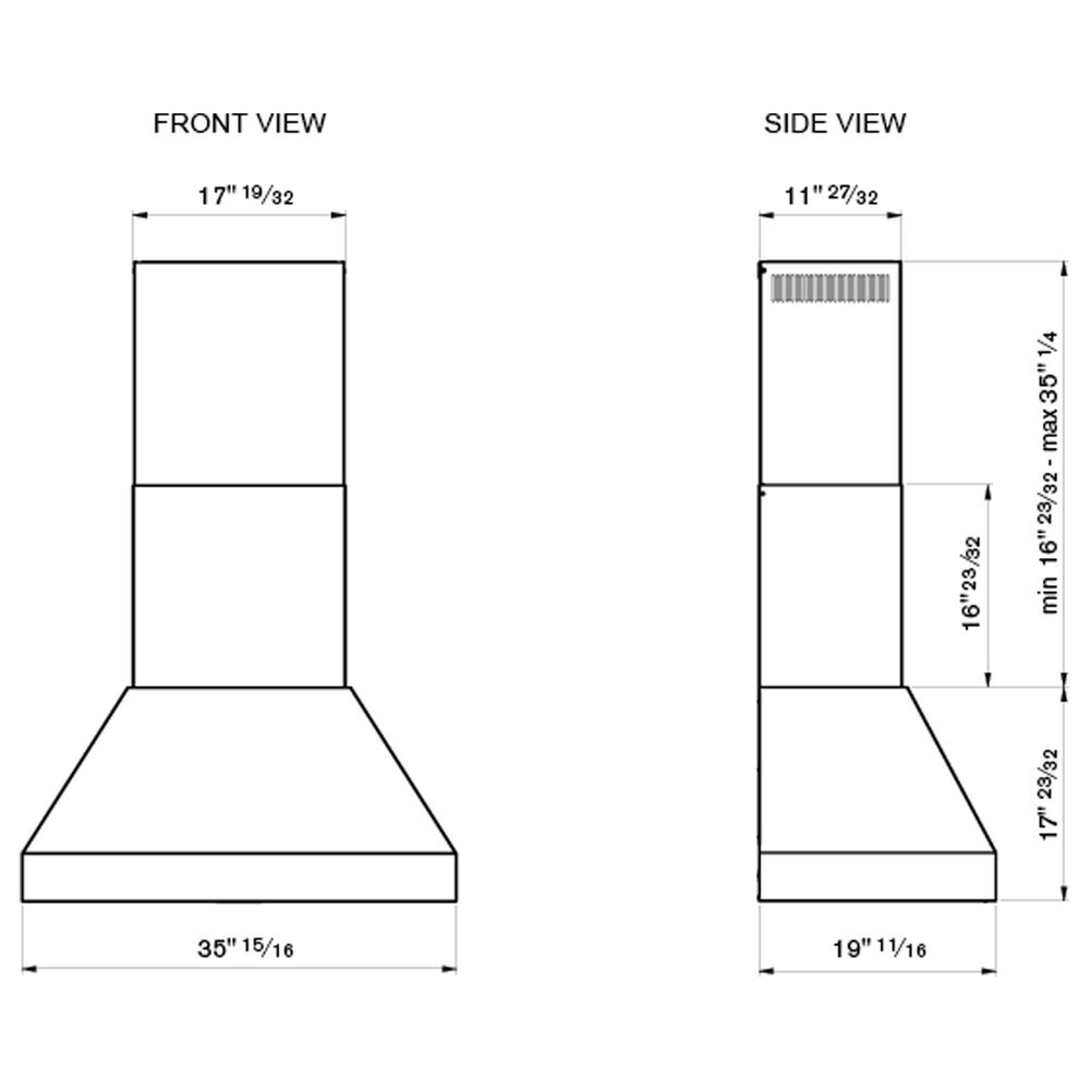 Bertazzoni 36" Wall Mount Chimney Hood with 2-Motor in Stainless Steel, , large