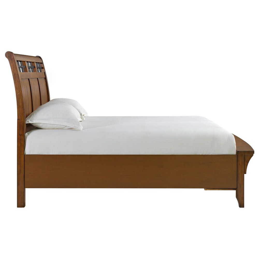 Mayberry Hill Gage Queen Sleigh Storage Bed with Dresser, Chest, and Two Nightstands in Chestnut, , large