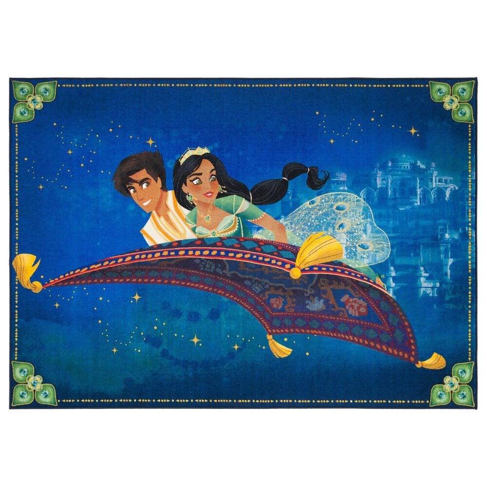 Safavieh Disney Aladdin and Jasmine 5" x 7" Blue and Green Kids Rug, , large