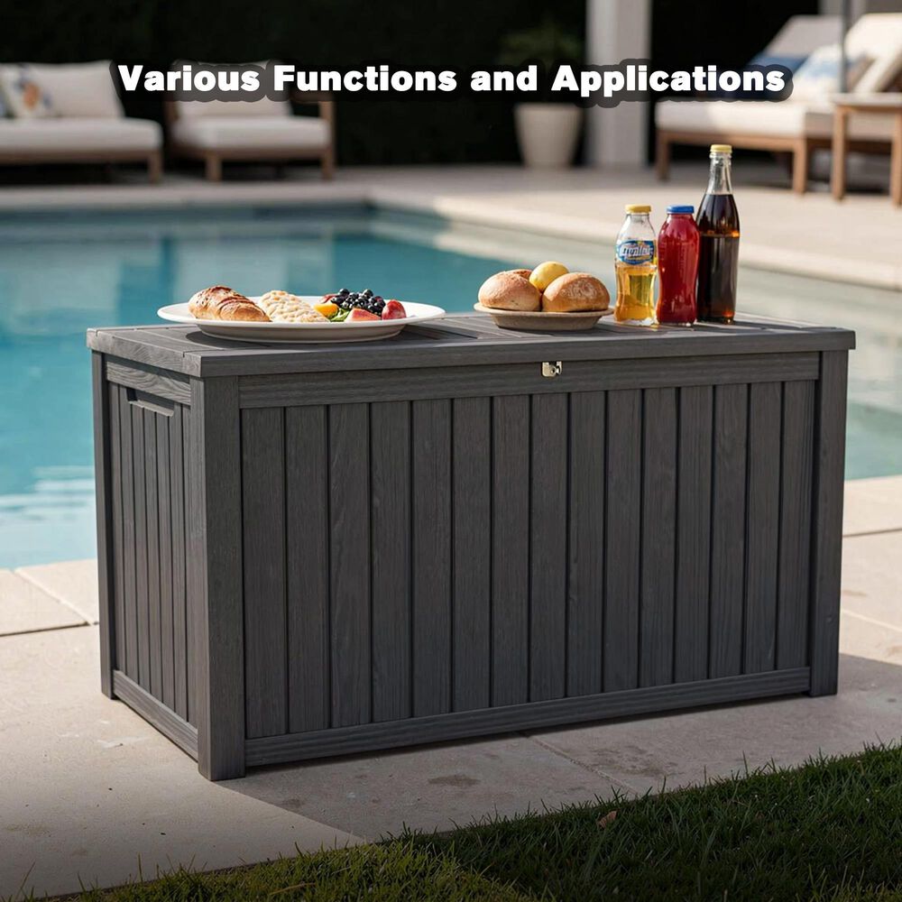Hearth and Haven 180-Gallon Outdoor Plastic Deck Box in Black, , large