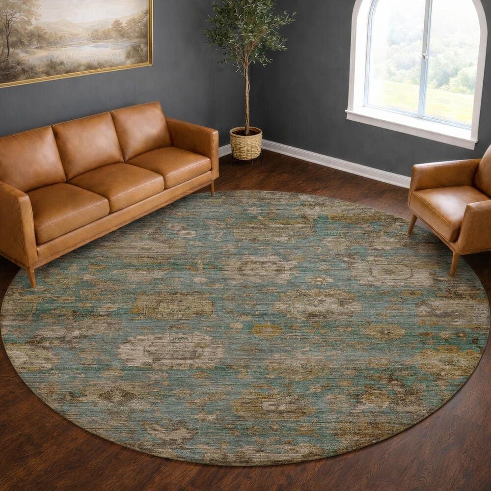 Dalyn Rug Company Aristo AR7 Teal 8' Round Area Rug, , large
