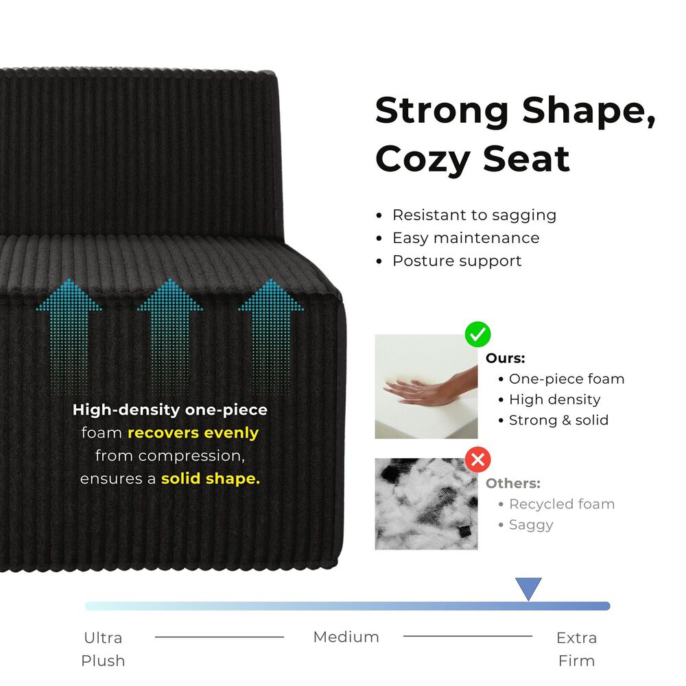 Furniture of America Facil 3-Piece Modular Armless Sofa in Dark Gray, , large