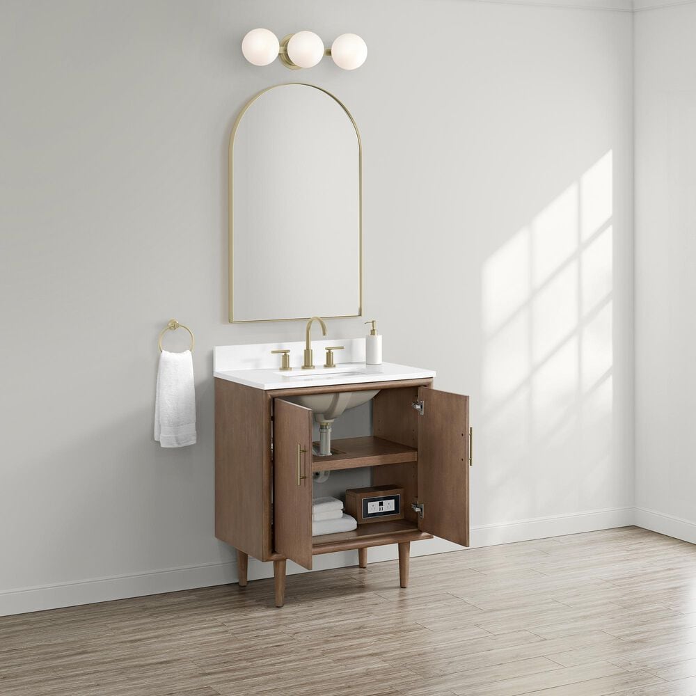 37B Mertola 30" Single Bathroom Vanity Cabinet in Walnut Drift with White Composite Stone Top and Backsplash, , large