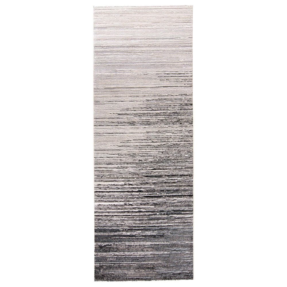 Feizy Micah 2"10" x 7"10" Black and Dark Gray Runner, , large