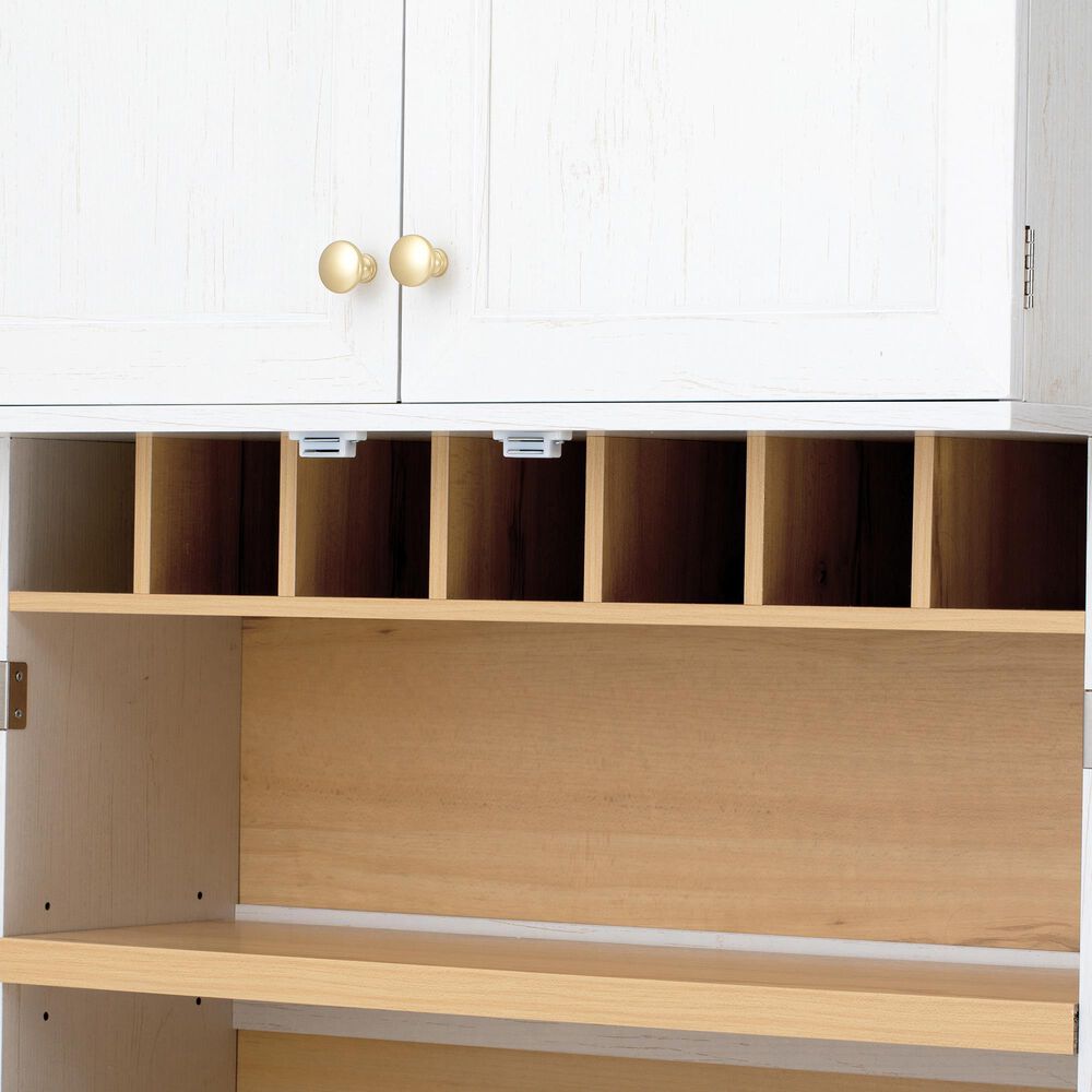HOMLUX HOMLUX 78.2" Tall Farmhouse Kitchen Pantry Cabinet with 8 Door Shelves, Storage Cabinet with 4 Adjustable Shelves, Hidden Drawer, Wine Rack, Versatile Cupboard for Kitchen, Dining &amp; Bathroom, Retro White, , large