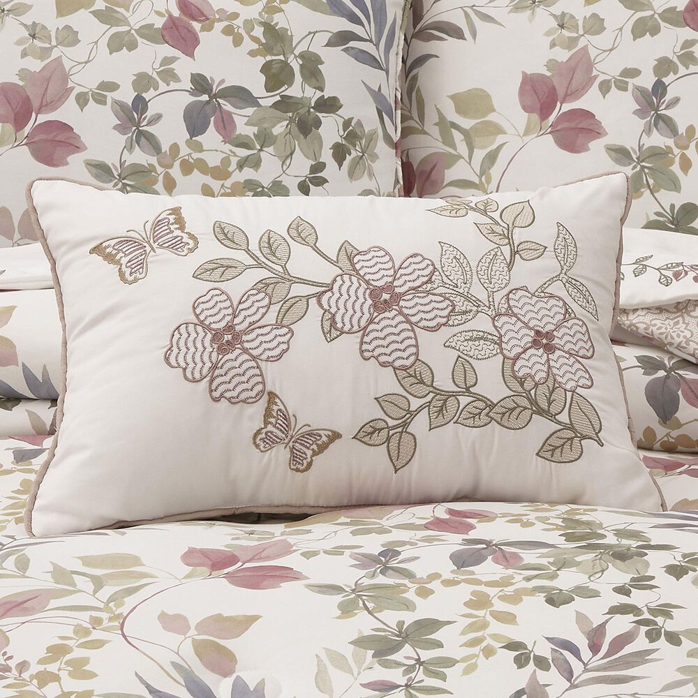 J. Queen New York Rosewood 13&quot; x 21&quot; Lumbar Pillow in White, Blush and Green, , large