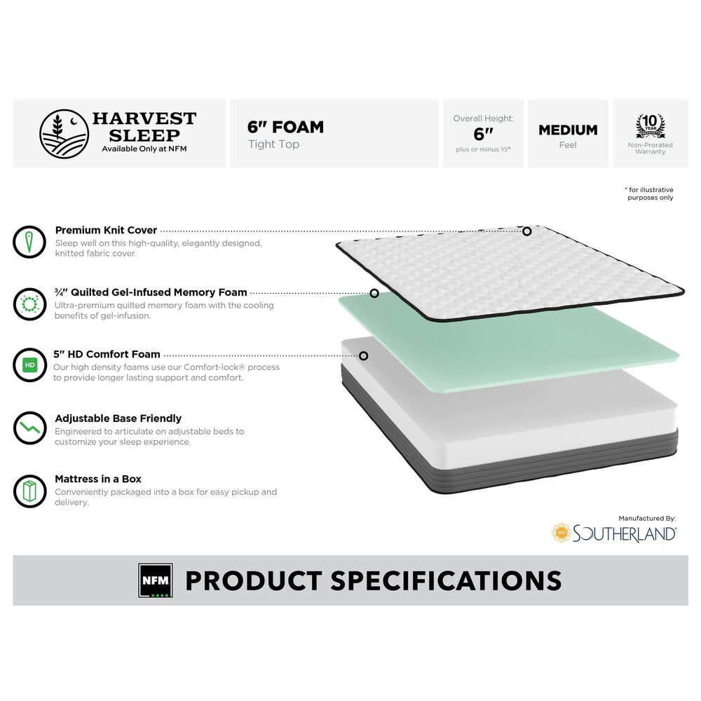 Harvest Sleep 6" Firm Memory Foam California King Mattress in a Box, , large