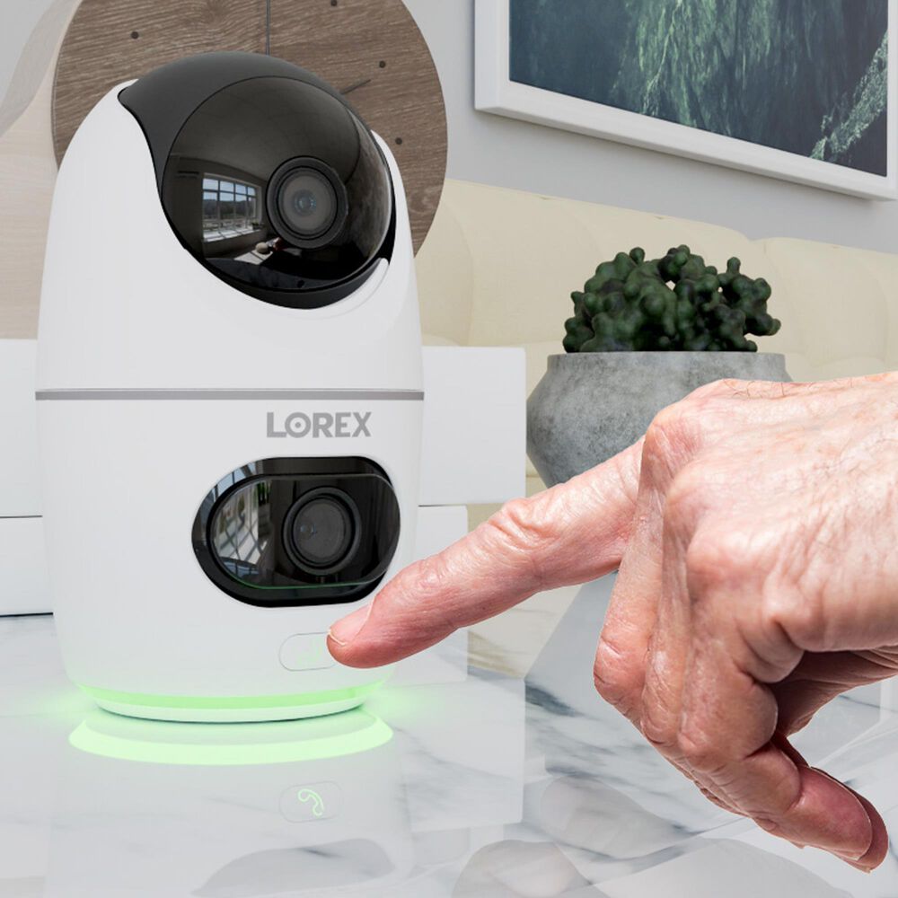 Lorex 2K Dual Lens Indoor Pan-Tilt Wi-Fi Security Camera in White, , large