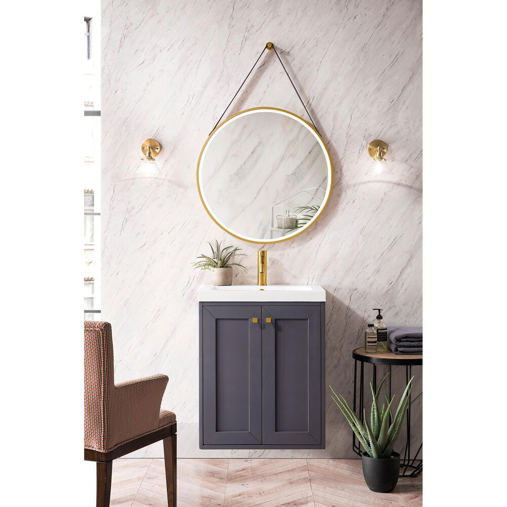 James Martin Chianti 24" Single Bathroom Vanity in Mineral Grey with 3.