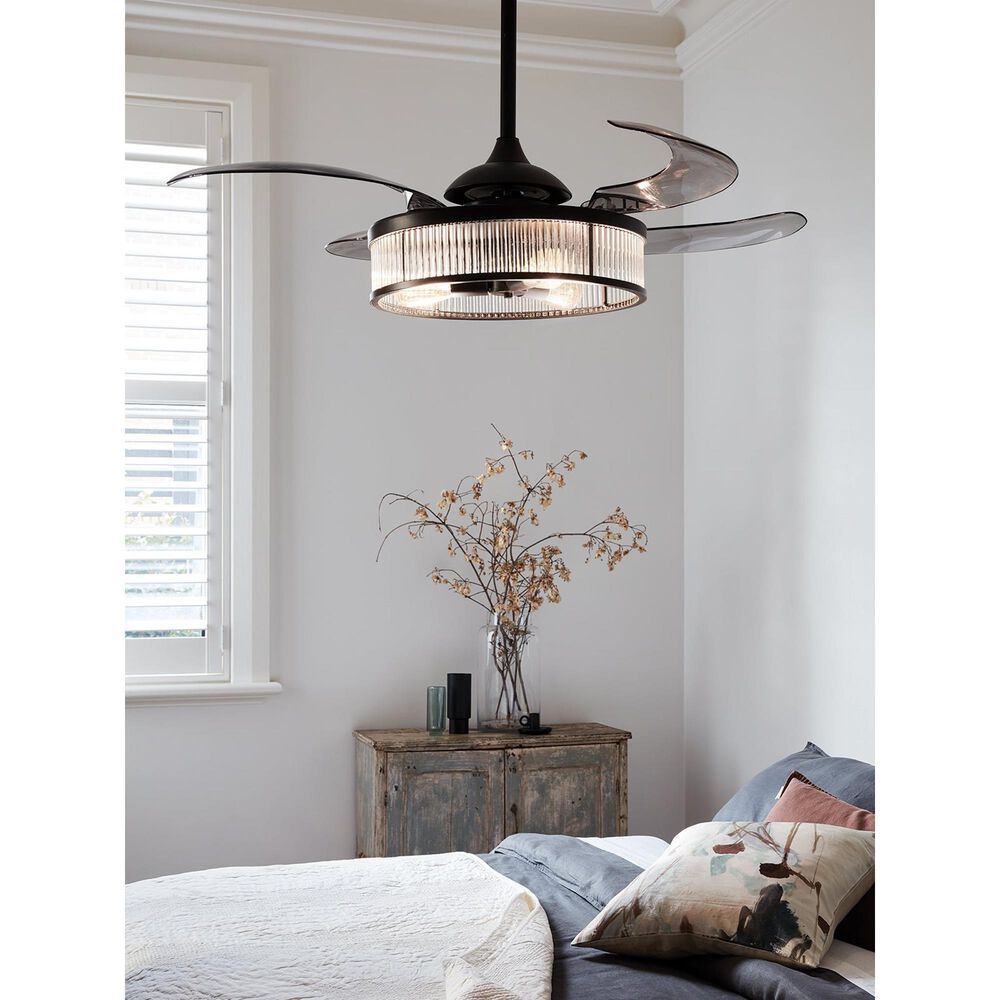 Beacon Lighting Corbelle 48&quot; Retractable Blade with Smoke Blades Ceiling Fan in Antique Black, , large