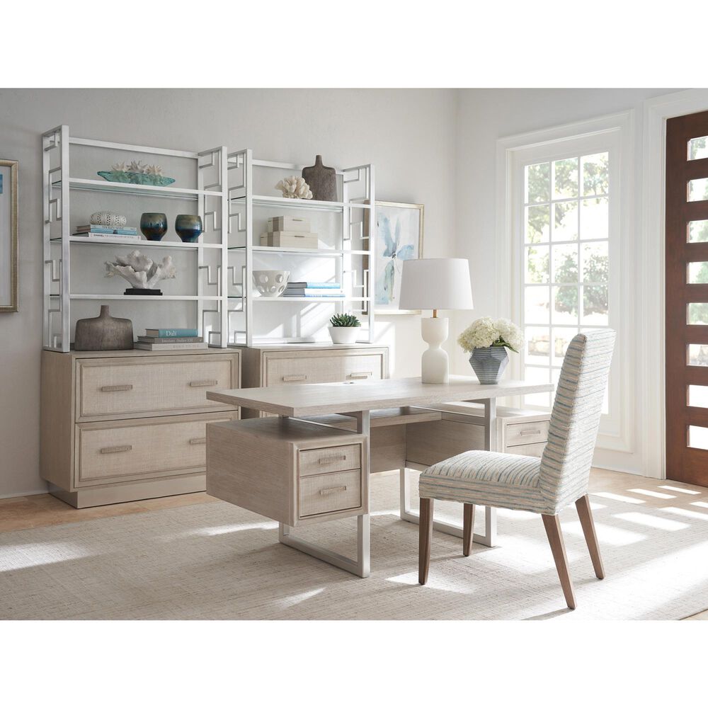 Lexington Home Brands Evanston Writing Desk in Misty White and Silver, , large