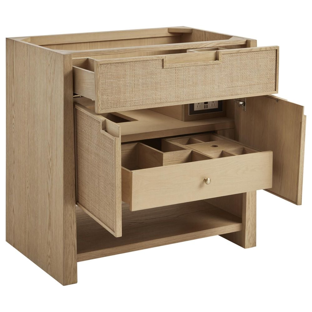 James Martin Vanities Solene 36&quot; Single Bathroom Vanity in Seaside Oak with 3 cm Victorian Silver Quartz Top and Rectangular Sink, , large