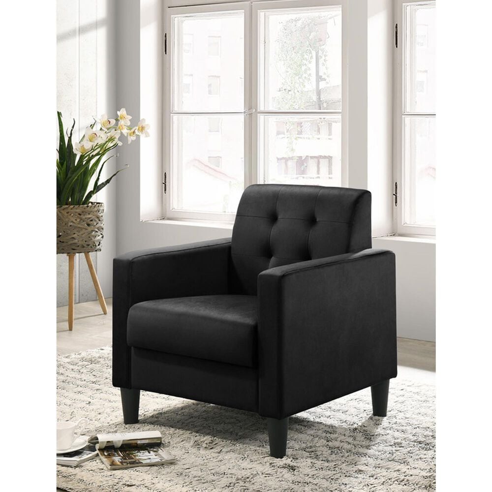 HOMLUX Tufted Back Accent Arm Chair in Black, , large