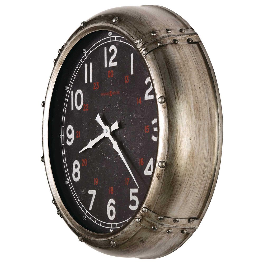 Howard Miller Riggs Wall Clock in Aged Silver and Black, , large