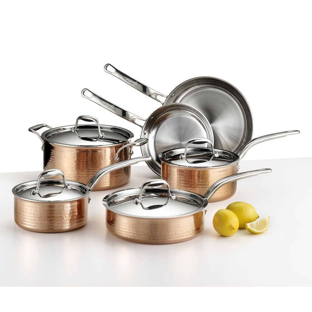 Lagostina 10 Piece Martellata Cookware Set in Hammered Copper, , large