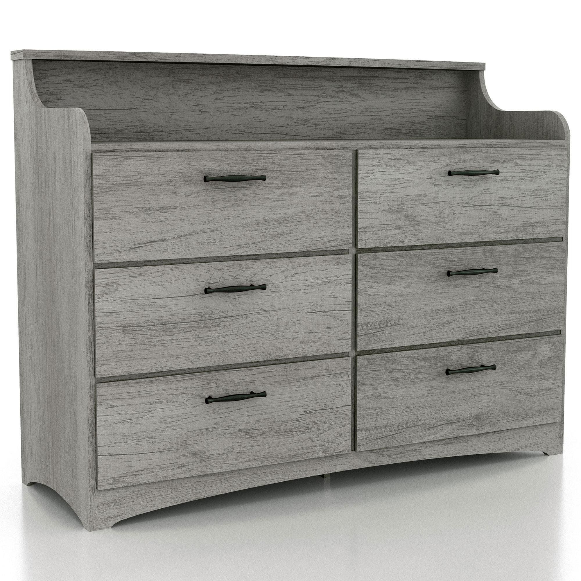 Furniture of America Kingsley 6 Drawer Dresser in Vintage Gray