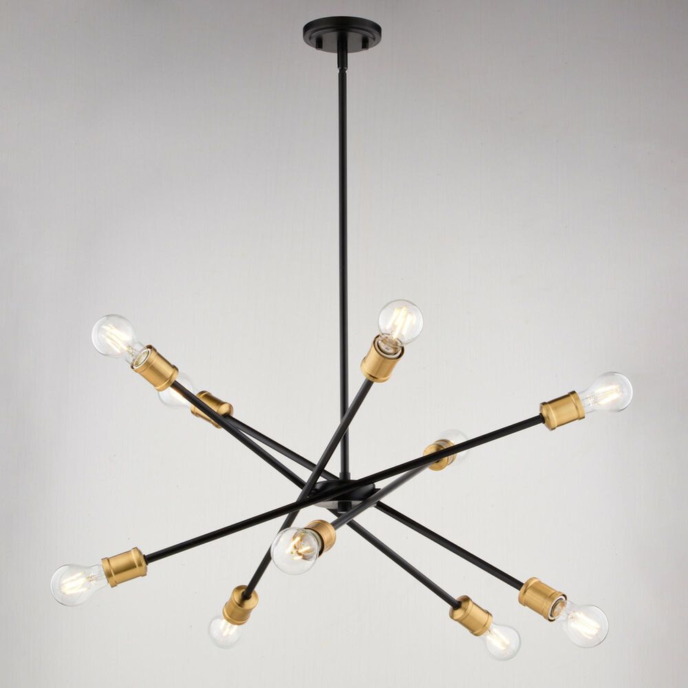 Vaxcel International Co. Ltd. Gresham 10-Light Chandelier in Antique Gold with Matte Black, , large