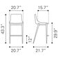 Zuo Modern Magnus Bar Stool in Gray and Silver (Set of 2), , large