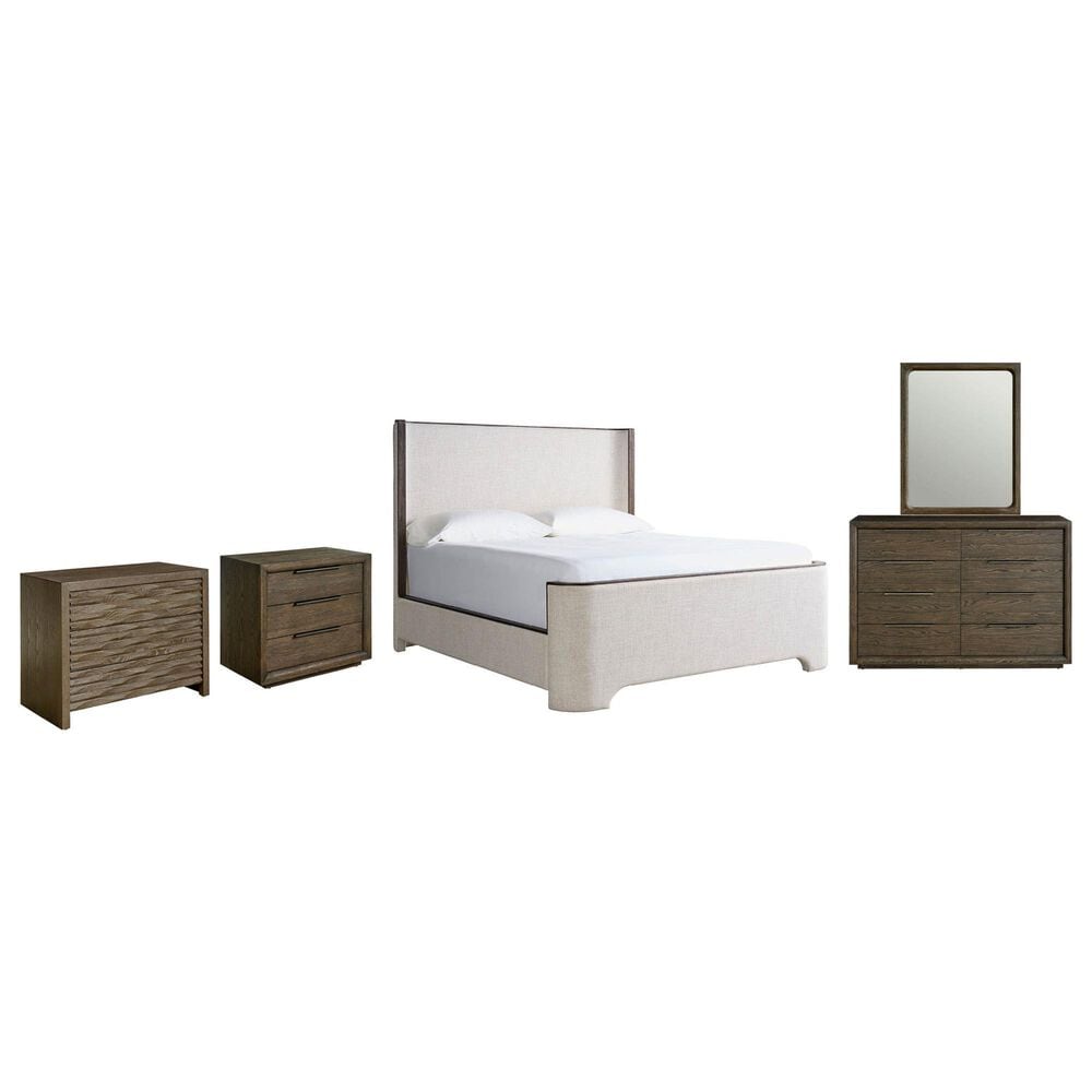 Furniture Worldwide Modern 5-Piece King Panel Bedroom Set in Sable with Outlets and USB Ports, , large