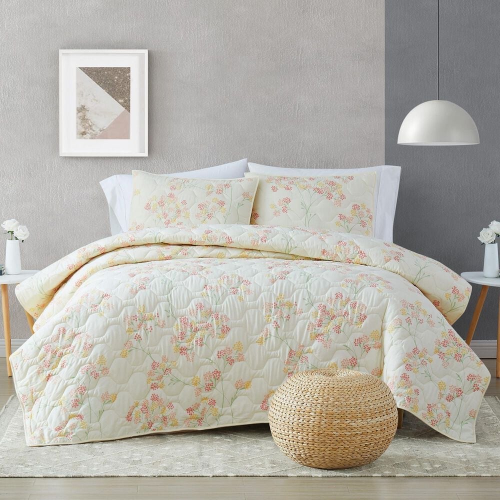 Pem America Vivian 3-Piece Full/Queen Quilt Set in Ivory, Red, Yellow and Green, , large