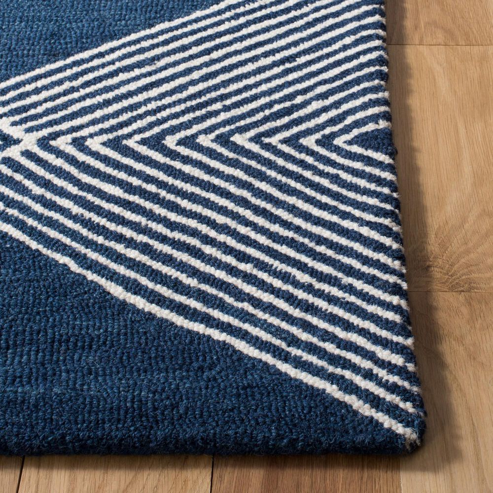 Safavieh Micro-Loop MLP618N 6&#39; x 9&#39; Navy and Ivory Area Rug, , large