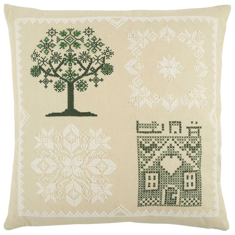 Rizzy Home 20" x 20" Pillow Cover in Green and White, , large