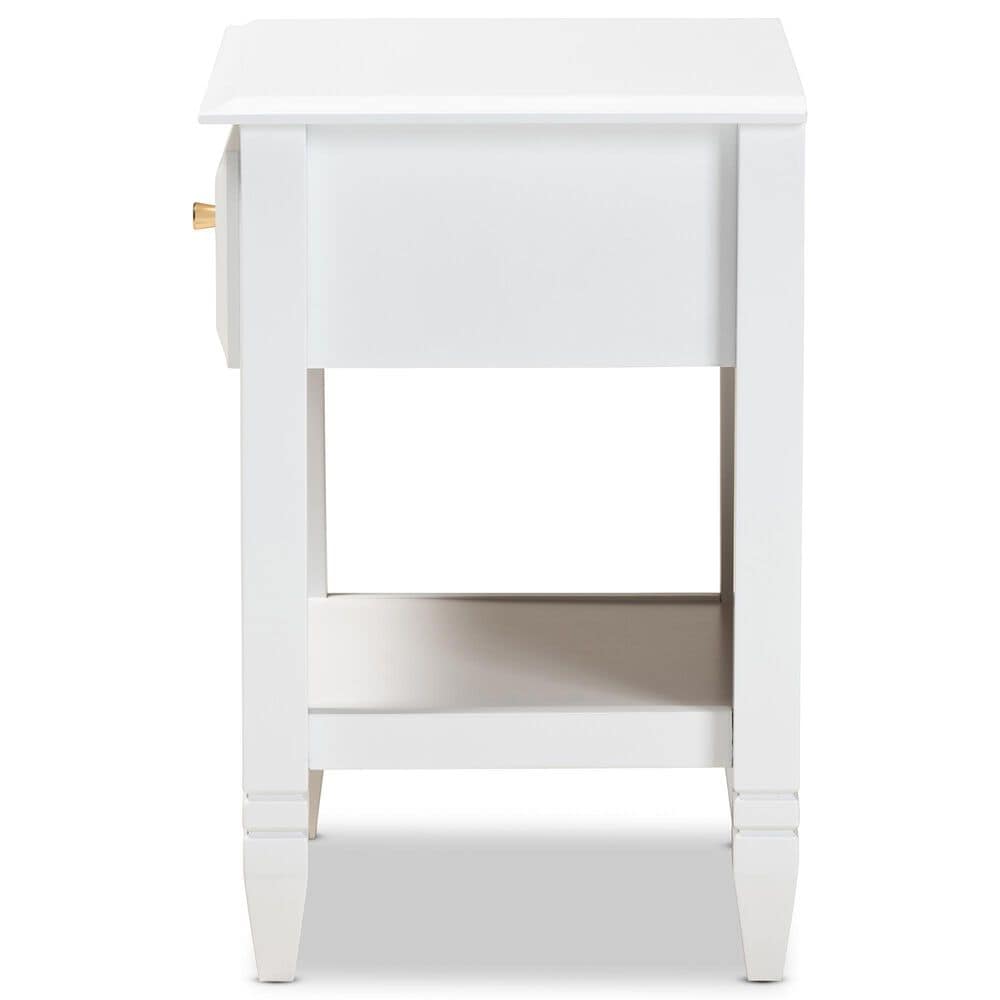 Baxton Studio Naomi 1-Drawer Nightstand in White, , large