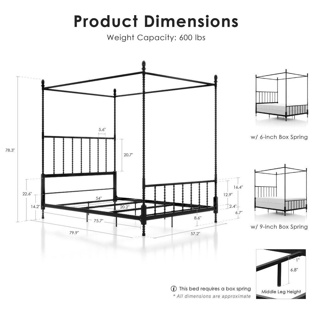 Furniture of America Elliot Full Canopy Bed in Black, , large