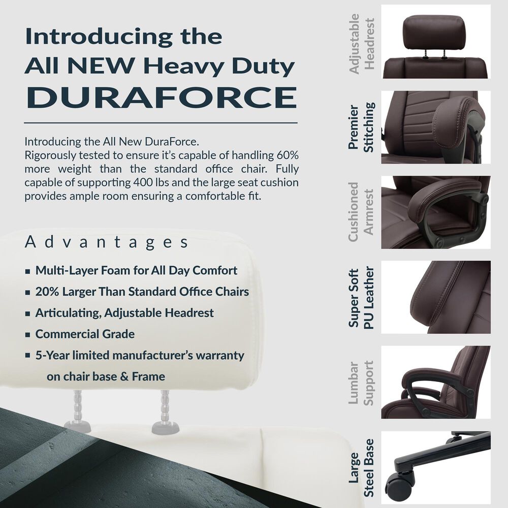 Regency Global Sourcing DuraForce Big and Tall Ergonomic Executive Office Chair in Brown, , large