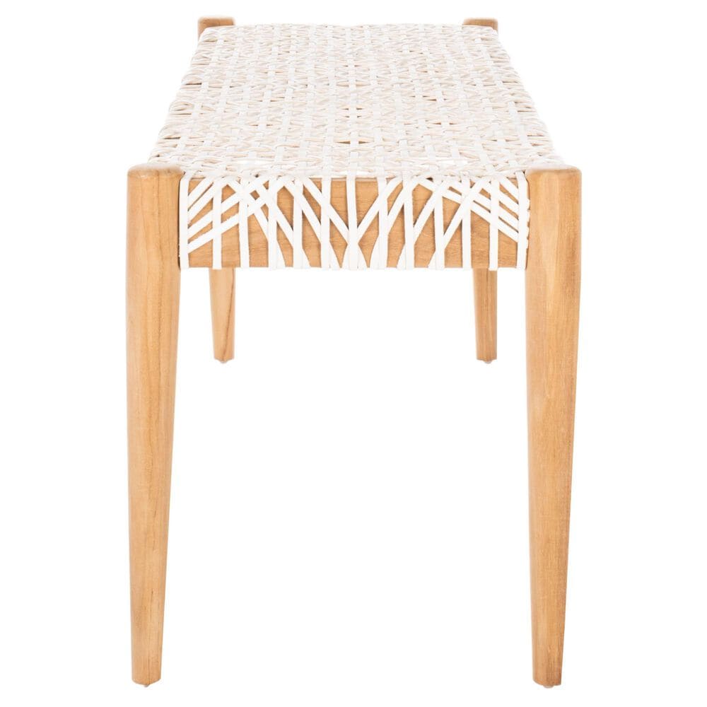 Safavieh Bandelier Bench with Off White Leather in Natural, , large