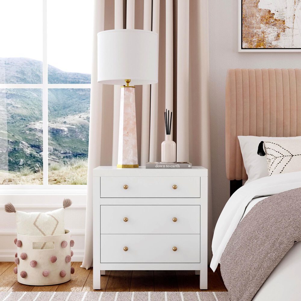 Butler Specialty Company Nora 3 Drawer Nightstand in Smooth White, , large
