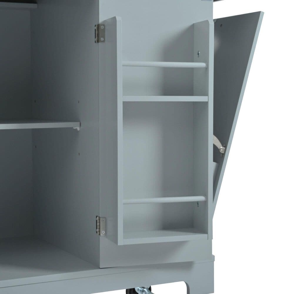 HOMLUX 47" Fluted Kitchen Island with Trash Can Storage Cabinet in Grey, Blue and Natural, , large