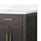 Lexora Home Abbey 60" Double Bathroom Vanity in Brown Oak with 2 cm White Carrara Marble Top and Rectangular Sinks, , large