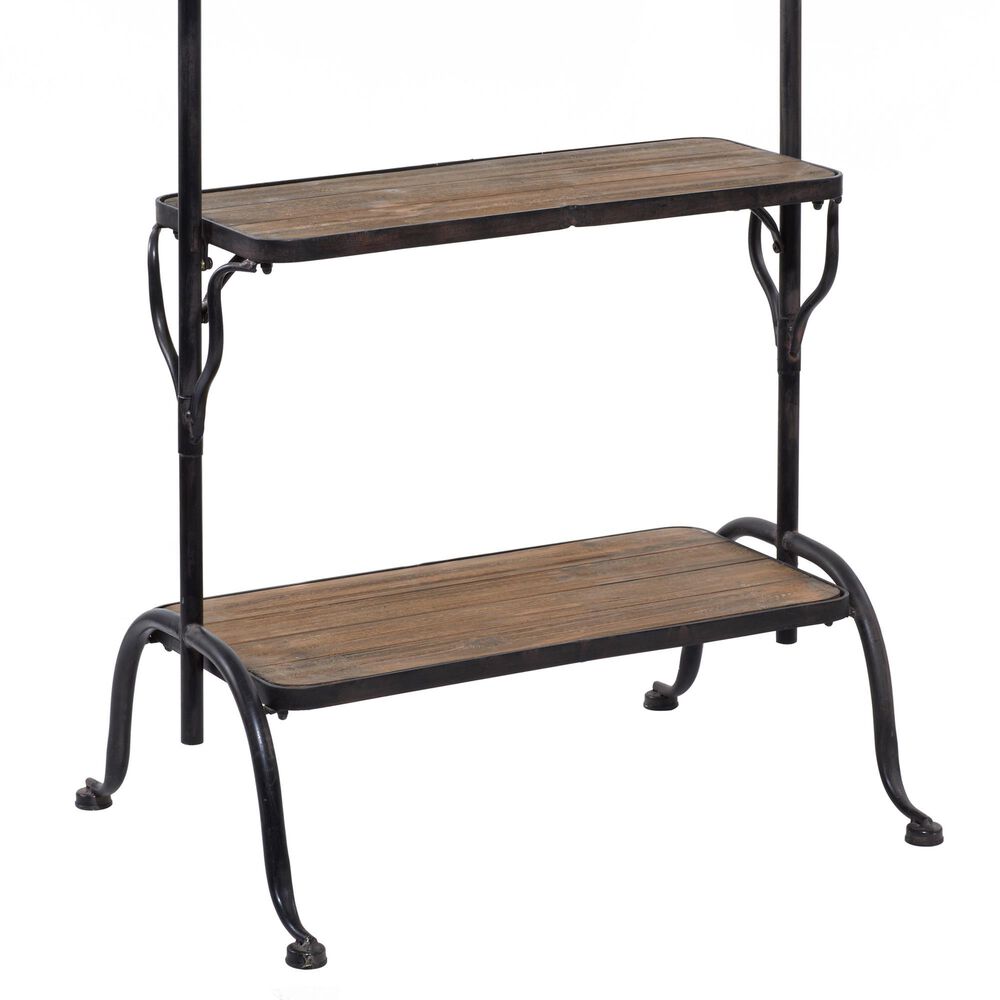 Maple and Jade 72&quot; Industrial Metal Hall Tree in Black and Brown, , large