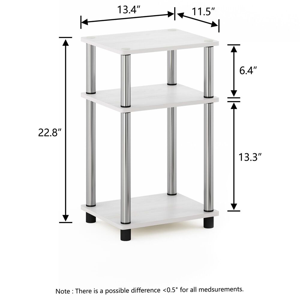 HOMLUX 3-Tier Turn-N-Tube End Table in White Oak and Chrome (Set of 2), , large