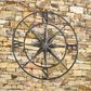 Creative Coop 30" Round Metal Compass Wall Decor in Distressed Silver, , large