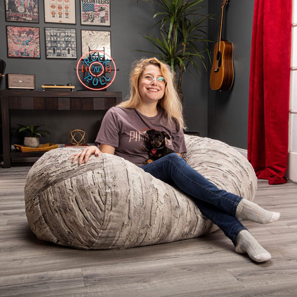 Jaxx Saxx 4&#39; Bean Bag Sofa Lounger in Silver Fox, , large