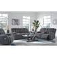 Ashley Observation Power Reclining Sofa with Drop Down Table in Steel Velvet, , large