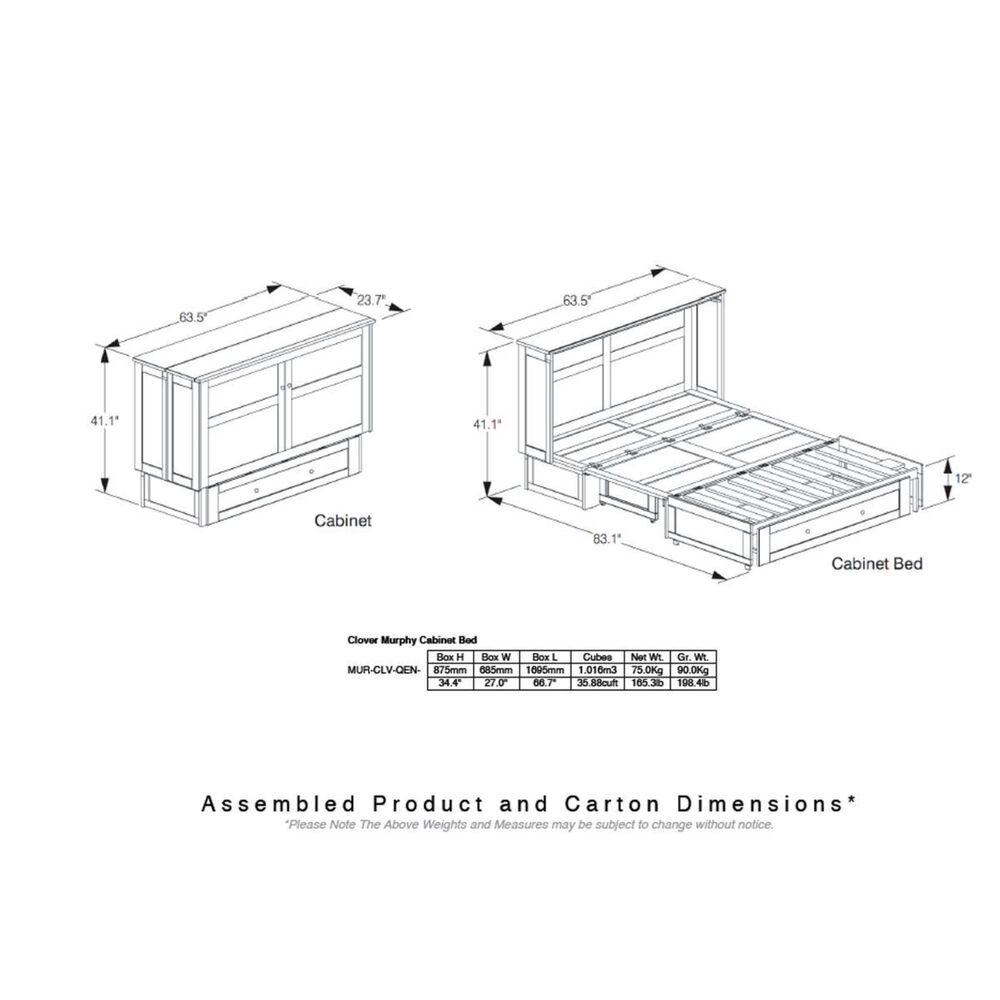 New Day Furniture Clover Murphy Cabinet Bed and Mattress in Chocolate, , large