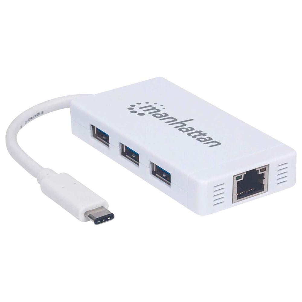 Manhattan Type-C to 3-Port USB 3.0 Hub with Gigabit Network Adapter, , large